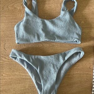 Blue Ribbed Bikini Set